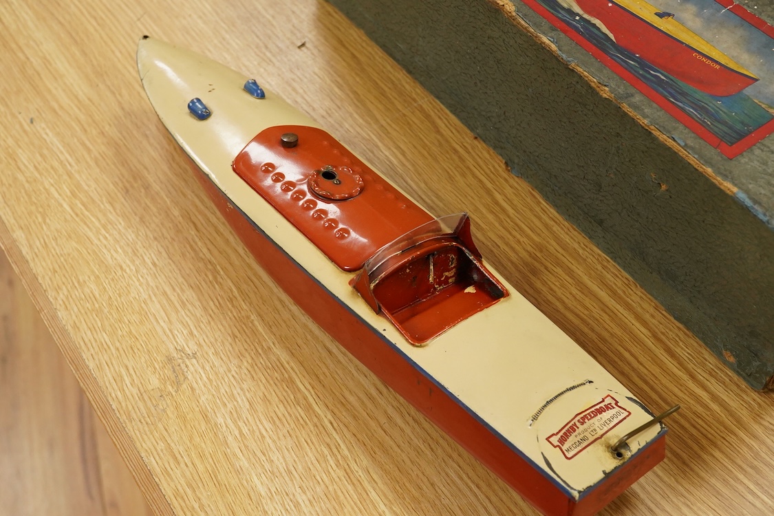 A boxed Hornby tinplate clockwork Speed Boat No.3, Condor